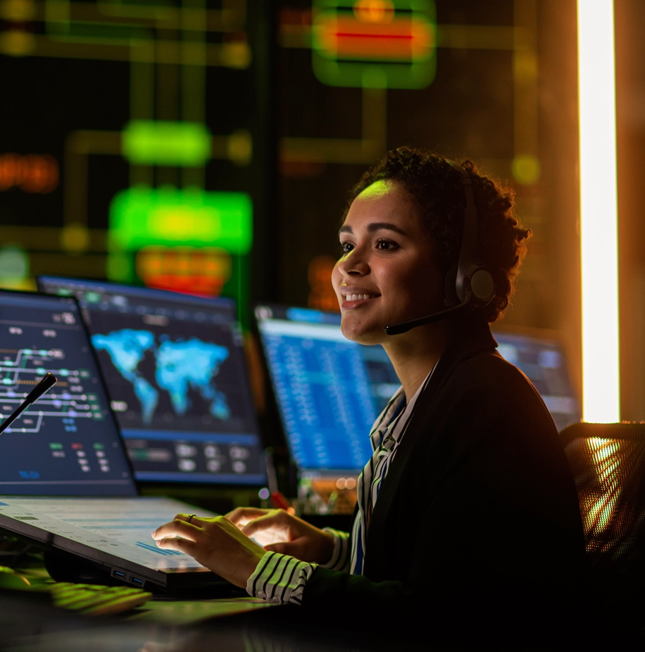 Girl working with headphones